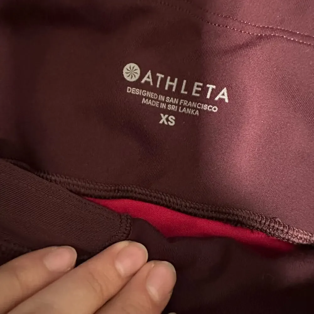 Athleta All In Structure Colorblock 7/8 Leggings XS Contrast Auberge Red Pink
